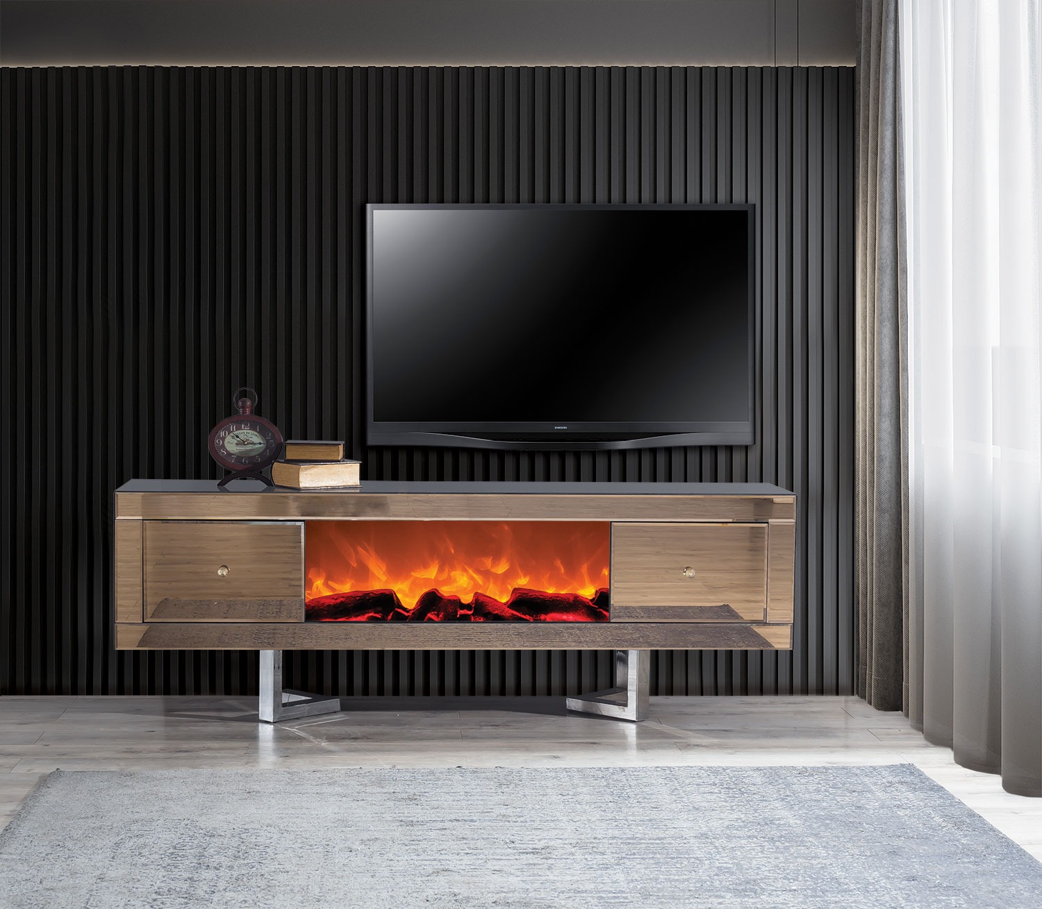 Alfamo Tv Tisch Bronze Spiegel