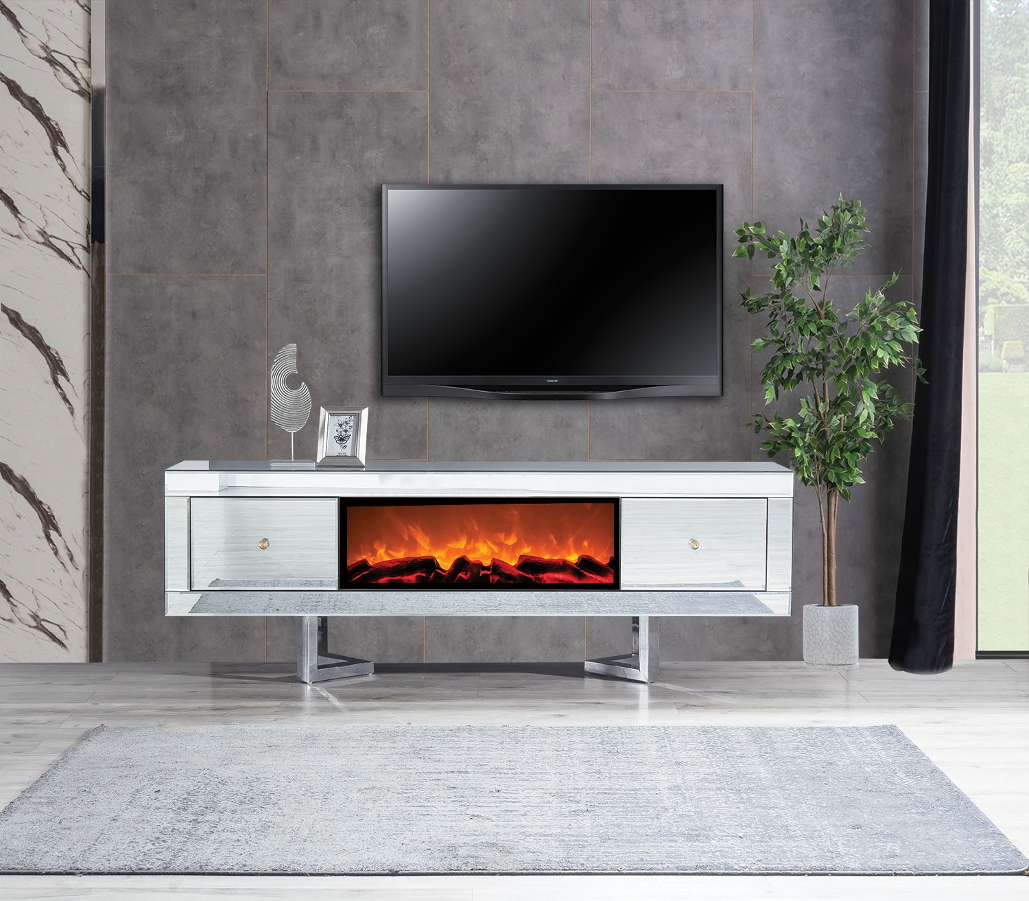 Alfamo Tv Tisch Clear Silber